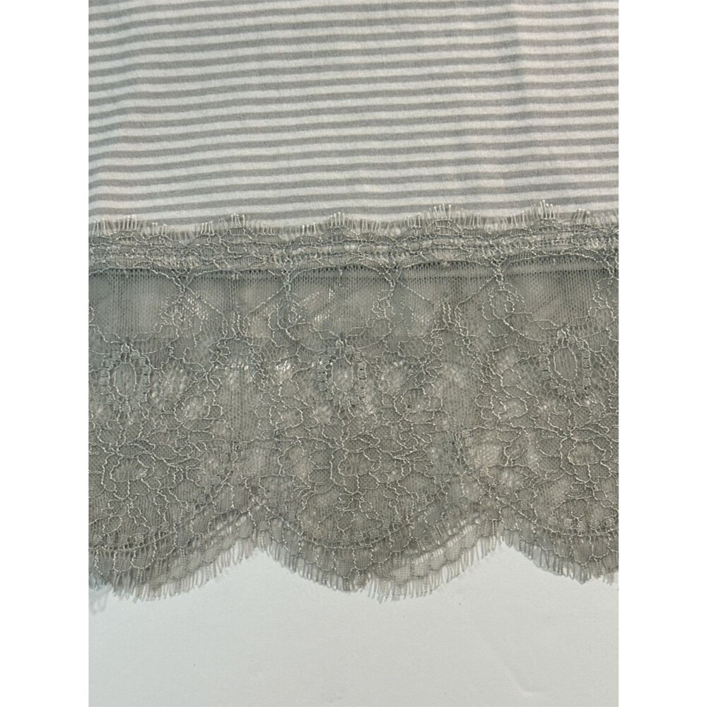 Soft Surroundings Lace Hem Tunic Tank Small Gray White Stripe Boho Flowy Soft - Picture 5 of 7